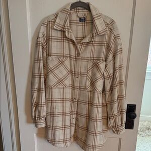 Cotton-On Plaid Button-Up Long flannel Jacket